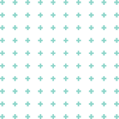 Ein Muster aus kleinen, blaugrünen Pluszeichen, die gleichmäßig auf einem leuchtend grünen Hintergrund angeordnet sind. Die gleichmäßig verteilten Symbole bilden ein gitterartiges Design und verleihen der Komposition einen Hauch modernen Minimalismus.